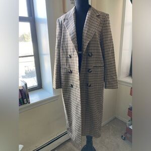 ASOS Checkered Trench Coat in Brown and Black